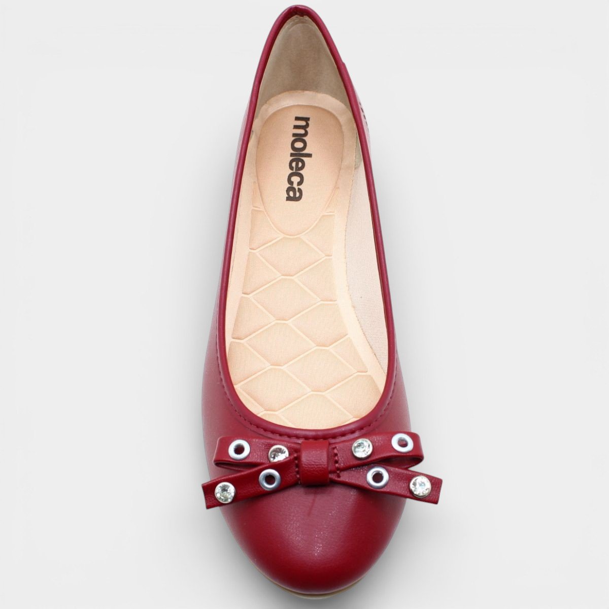 Sapatilha Moleca Bico Redondo Laço Ilhós Feminina - Vermelho Vermelho 3