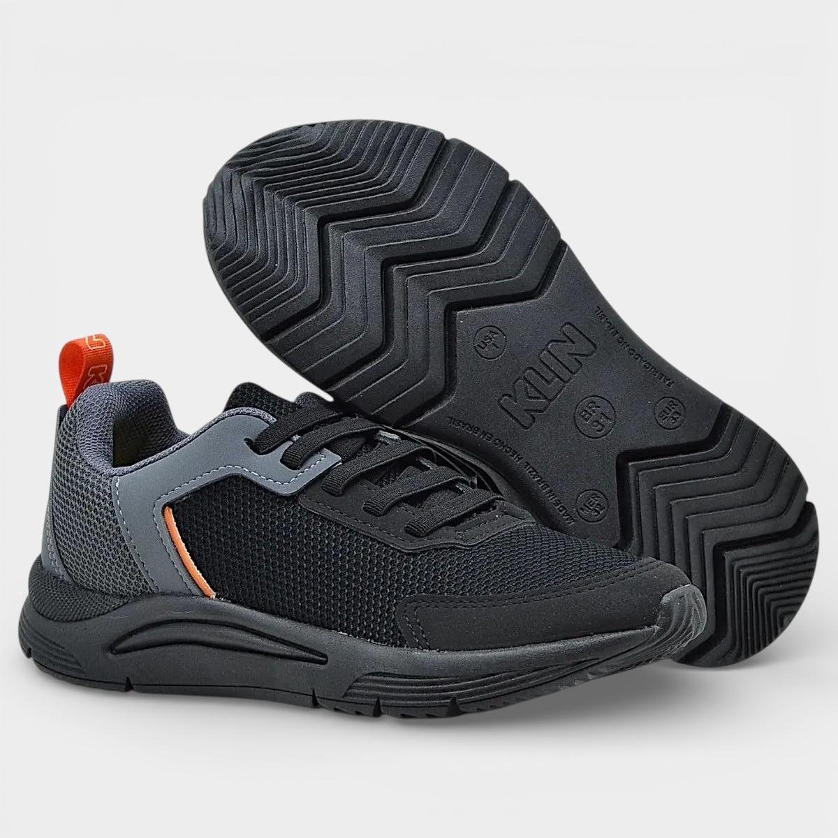 Tênis Infantil Klin New Sport Menino - Grafite e Laranja Preto 5