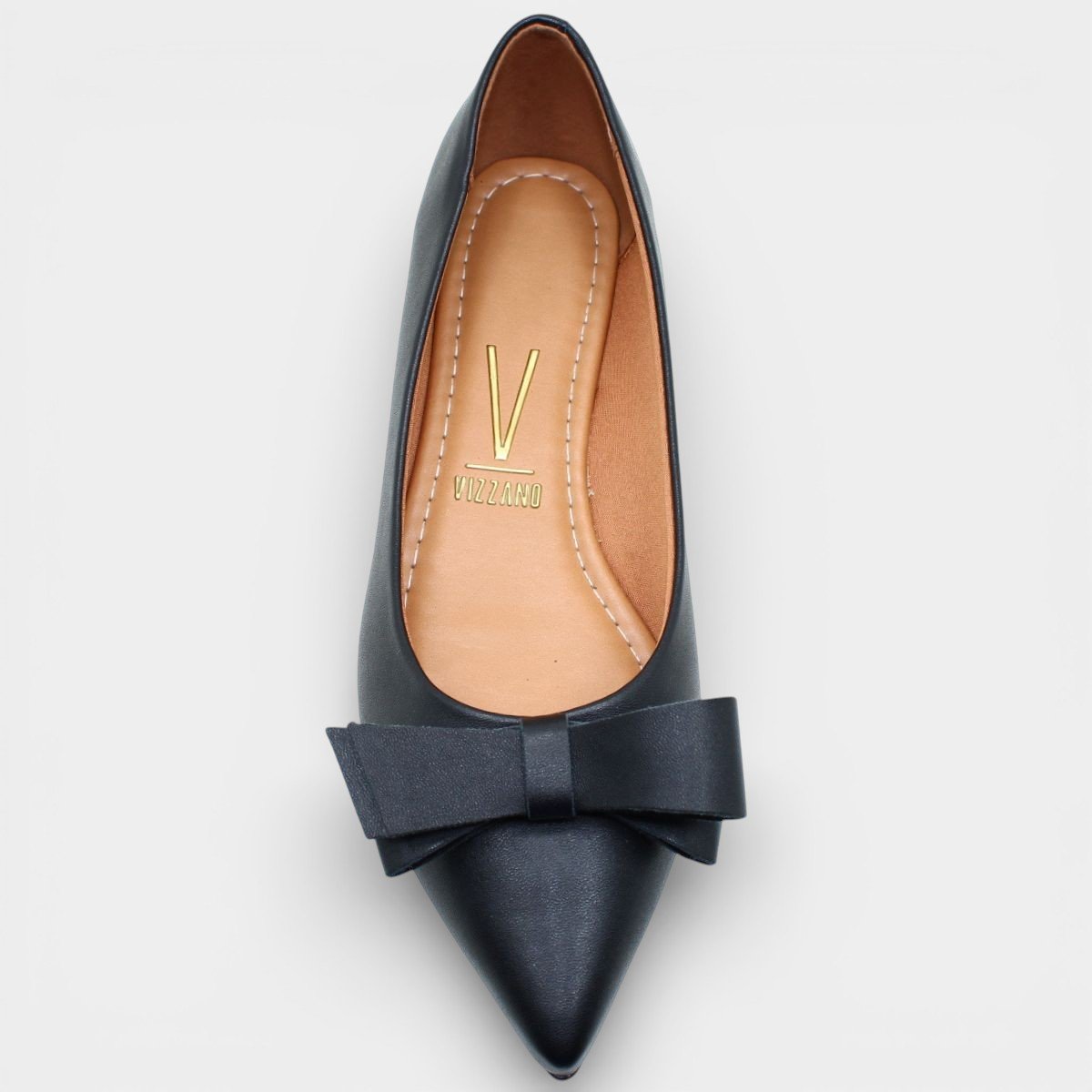 Sapatilha Vizzano Salto Baixo Bico Fino Laço Feminino - Preto Preto 3