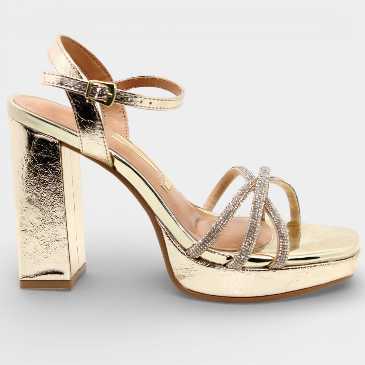 Sandália Vizzano Plataforma Strass Metalizada Feminina - Dourado Dourado 2