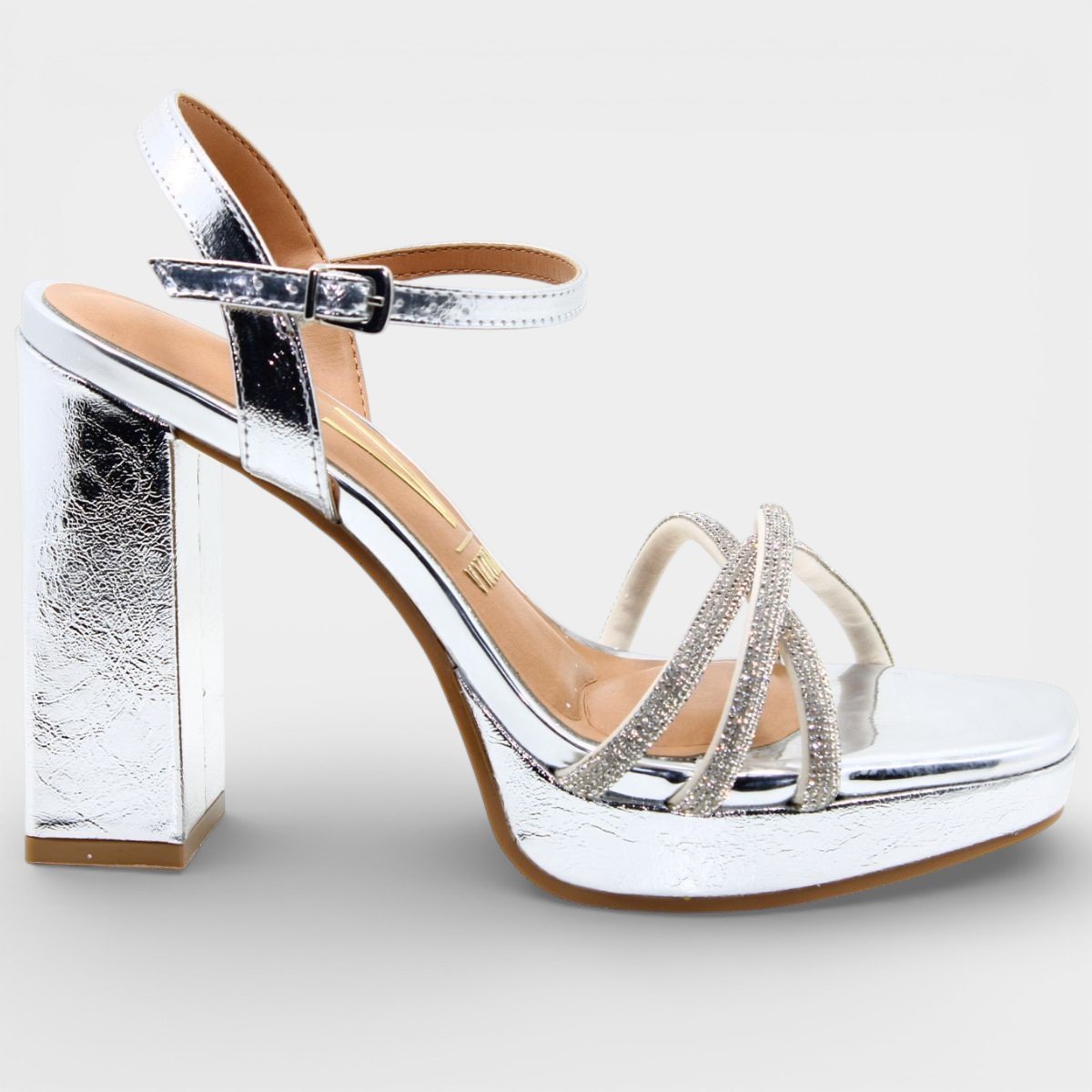 Sandália Vizzano Plataforma Strass Metalizada Feminina - Prata Prata 2