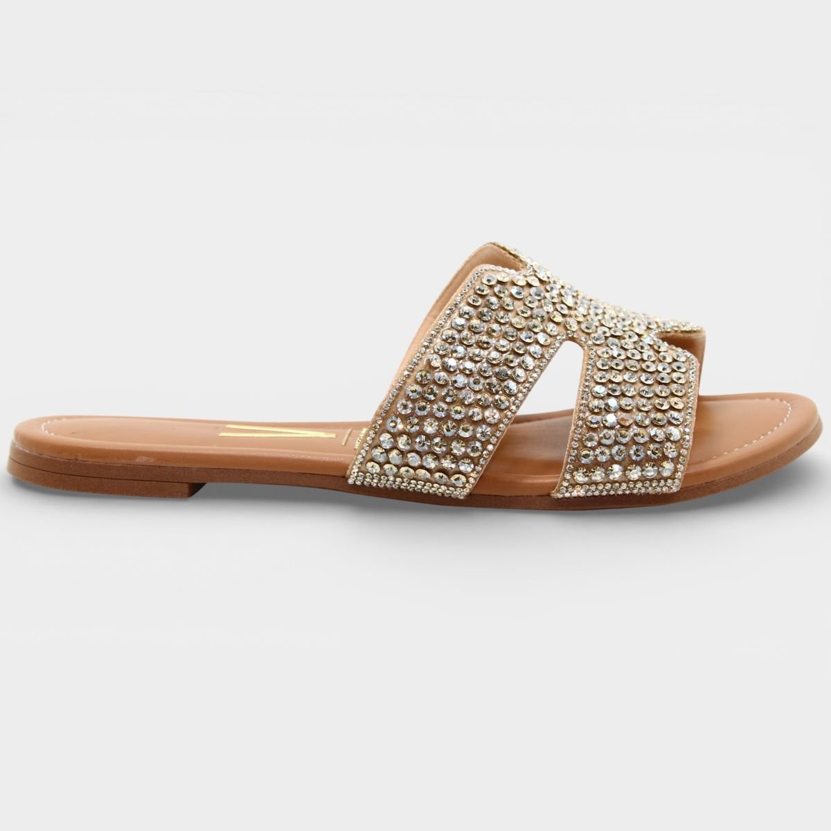 Rasteira Vizzano H Strass Feminina - Caramelo Prata 2