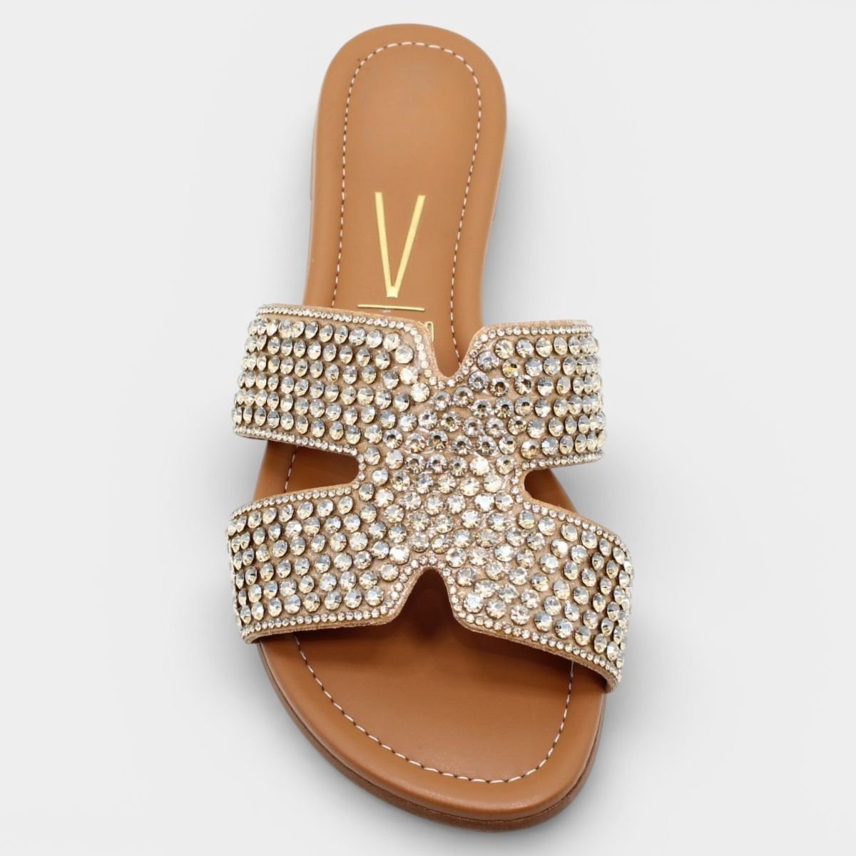 Rasteira Vizzano H Strass Feminina - Caramelo Prata 3