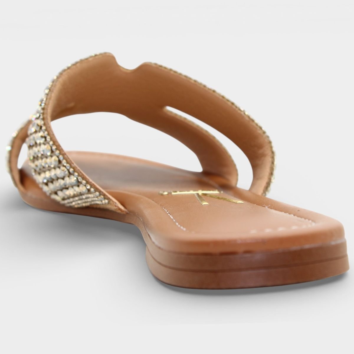 Rasteira Vizzano H Strass Feminina - Caramelo Prata 4