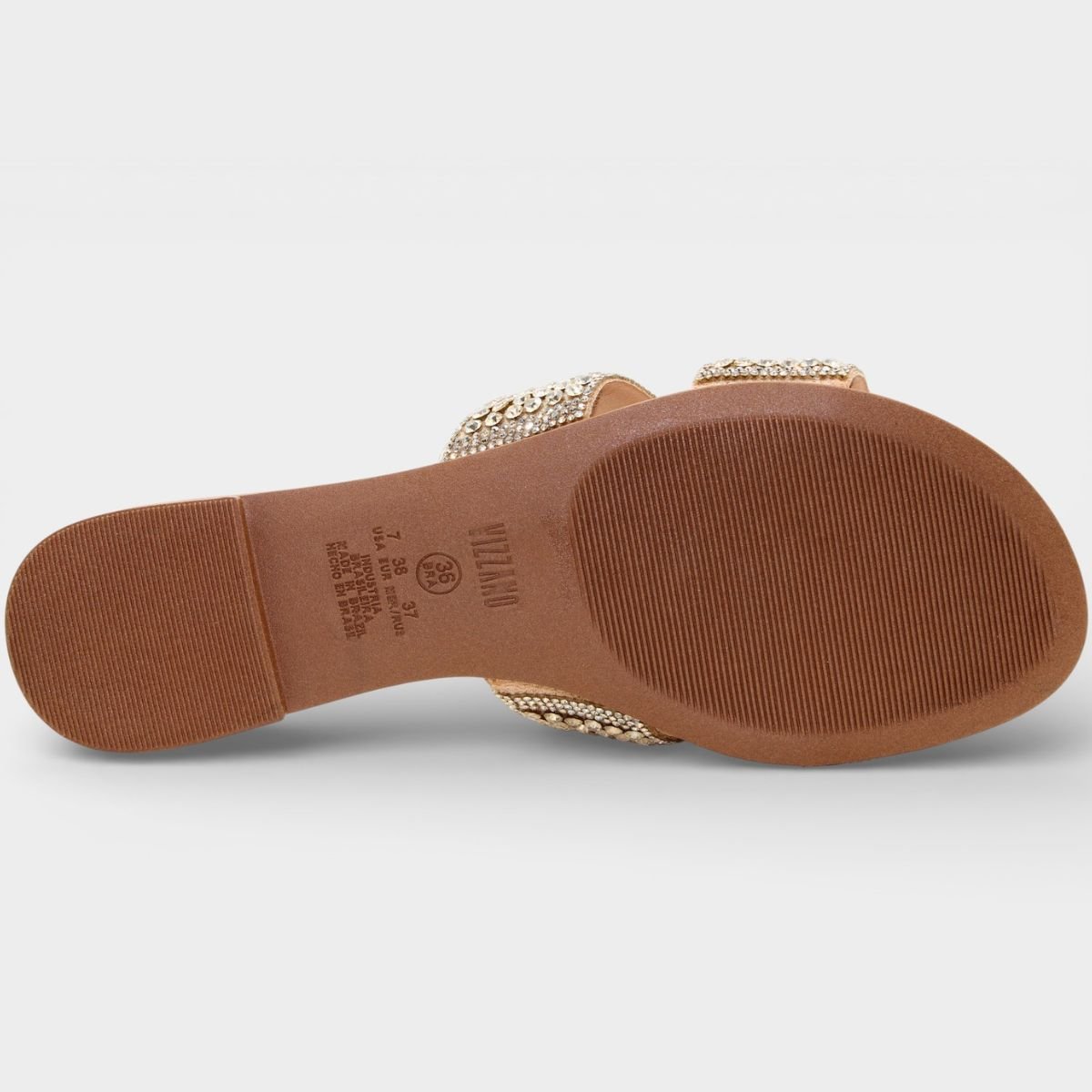 Rasteira Vizzano H Strass Feminina - Caramelo Prata 5