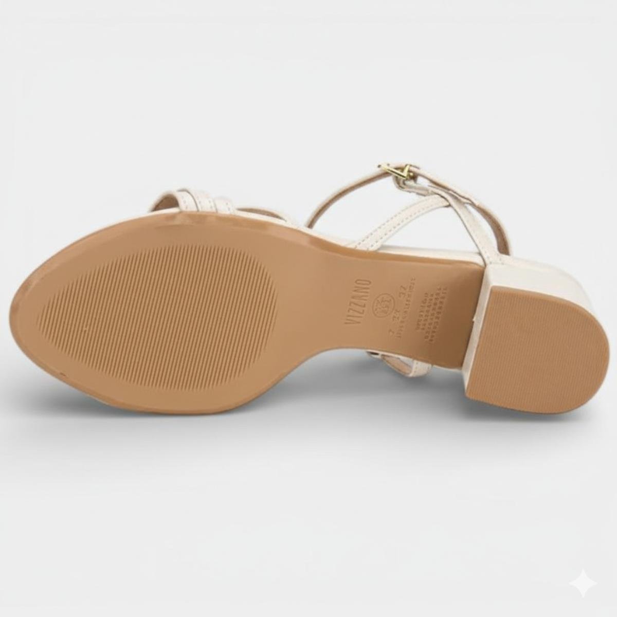 Sandália Vizzano Salto Baixo Pedraria Feminino - Off White Branco 5