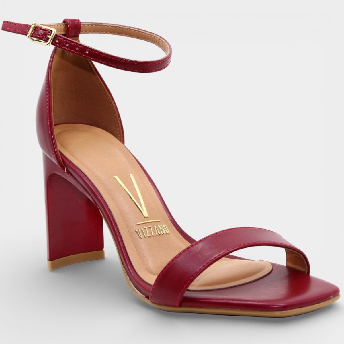 Sandália Vizzano Salto Médio Tira Única Feminina - Vermelho