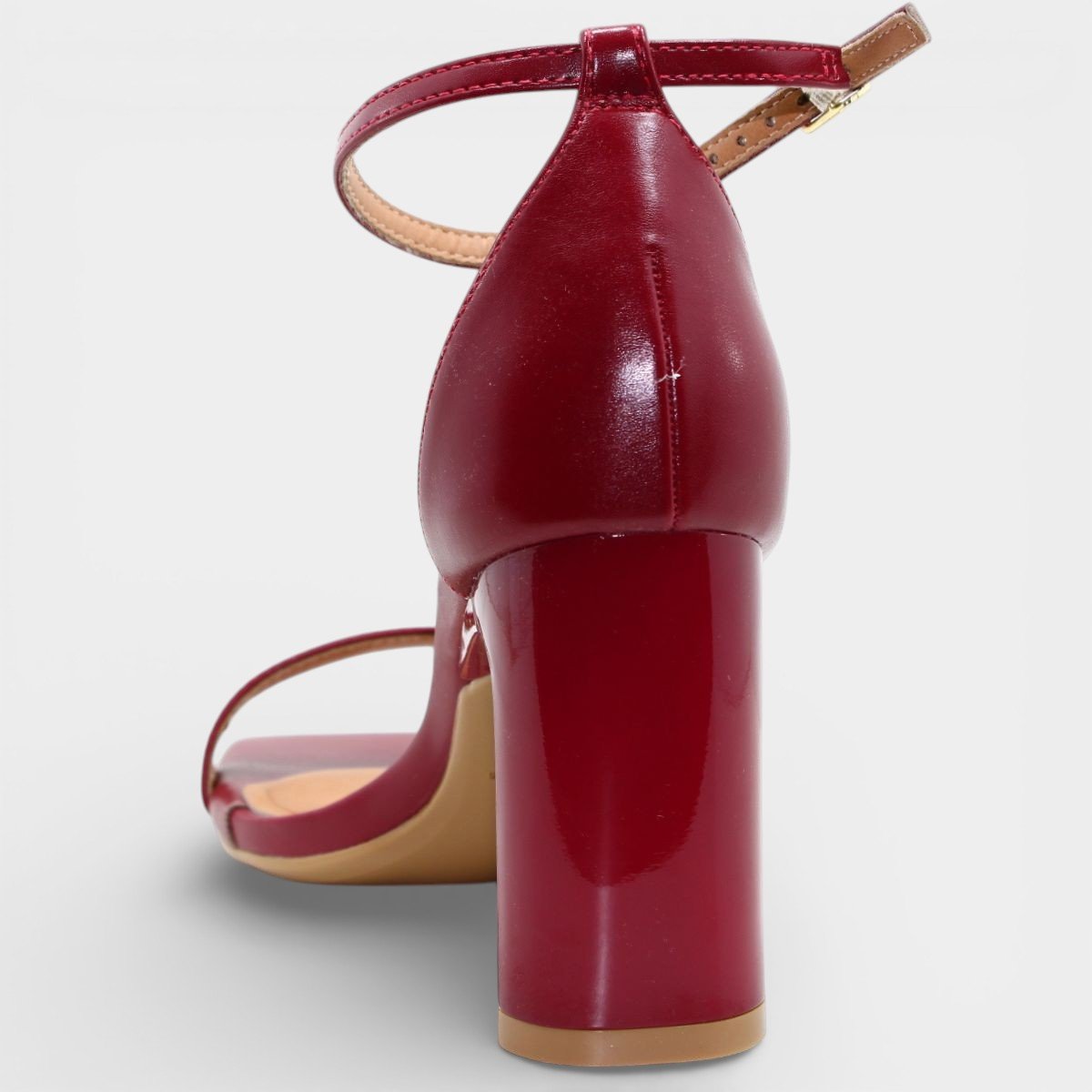 Sandália Vizzano Salto Médio Tira Única Feminina - Vermelho Bordô 4