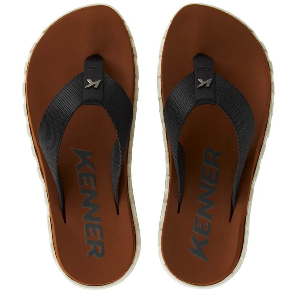 Chinelo Kenner Megah Masculino - Marrom Preto/Branco 2