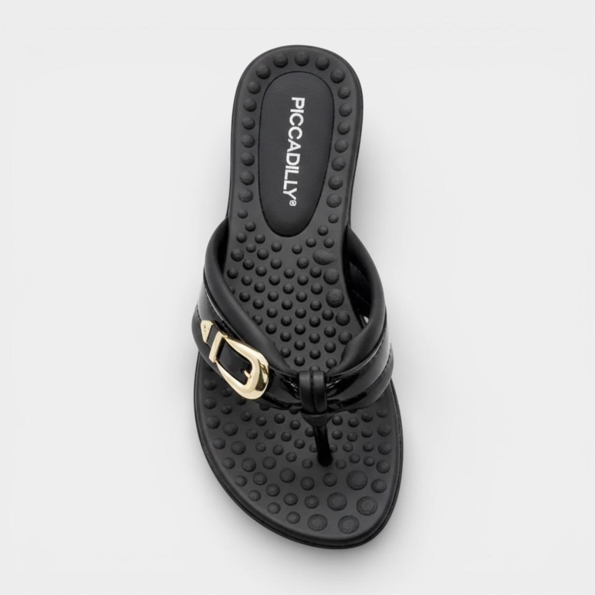Chinelo Anabela Piccadilly Fivela Feminino - Preto Preto 3
