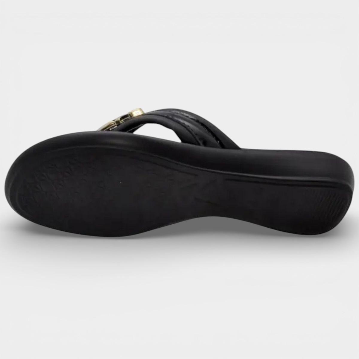 Chinelo Anabela Piccadilly Fivela Feminino - Preto Preto 5