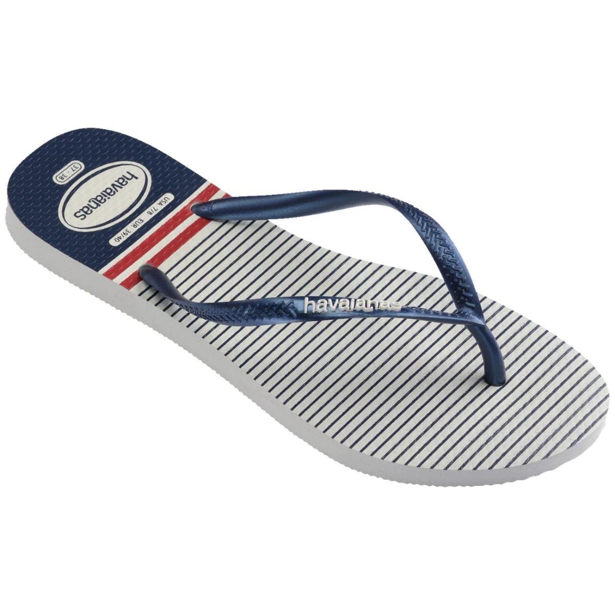 Chinelo Havaianas Slim Nautical Feminino - Marinho e Vermelho Azul/Branco 2