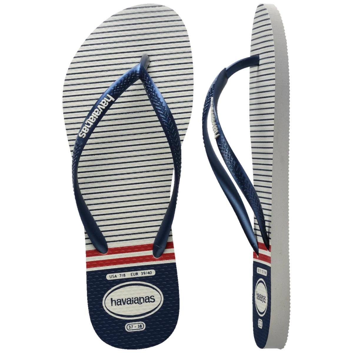 Chinelo Havaianas Slim Nautical Feminino - Marinho e Vermelho Azul/Branco 5