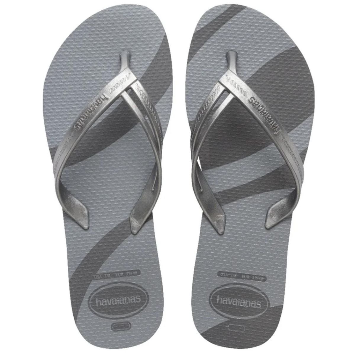 Chinelo Havaianas Elegance Print Metalizado Feminino - Cinza