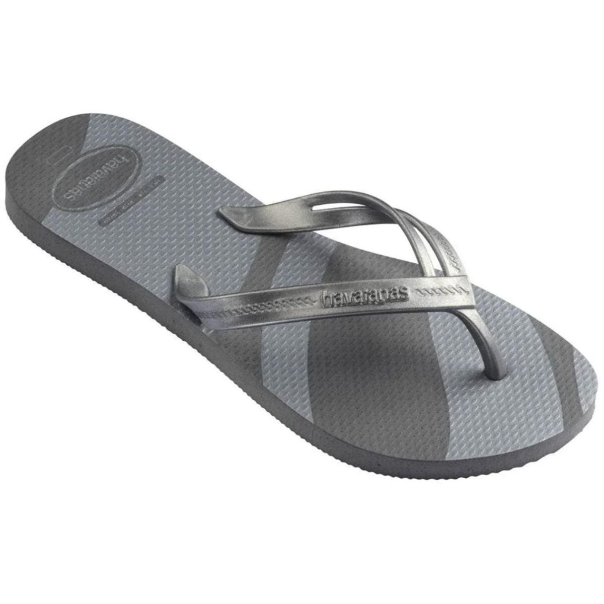 Chinelo Havaianas Elegance Print Metalizado Feminino - Cinza Cinza 2