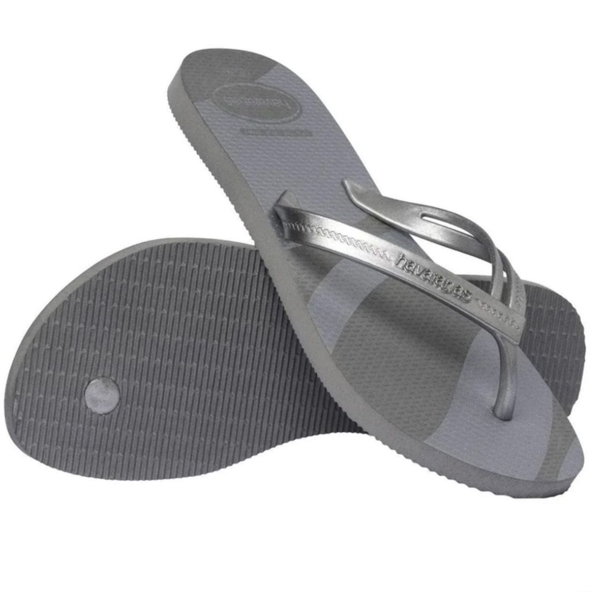 Chinelo Havaianas Elegance Print Metalizado Feminino - Cinza Cinza 5