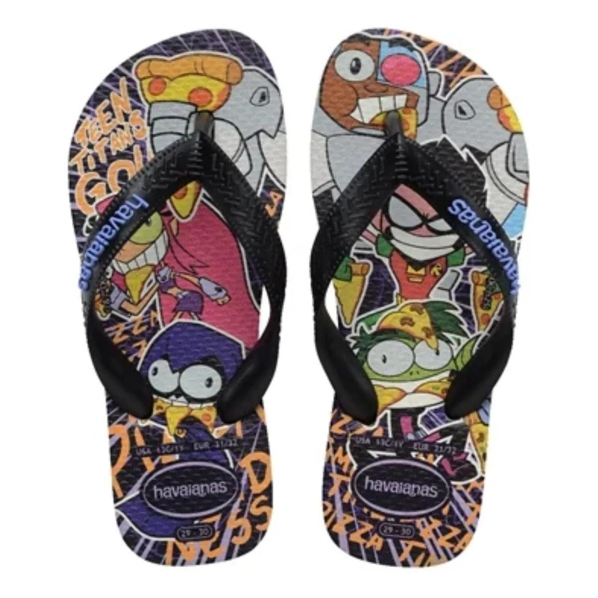 Chinelo Infantil Havaianas Top Warner Jovens Titãs Menino - Preto