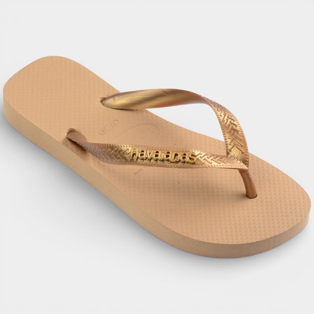 Chinelo Havaianas Top Logo Metallic - Dourado Dourado 2