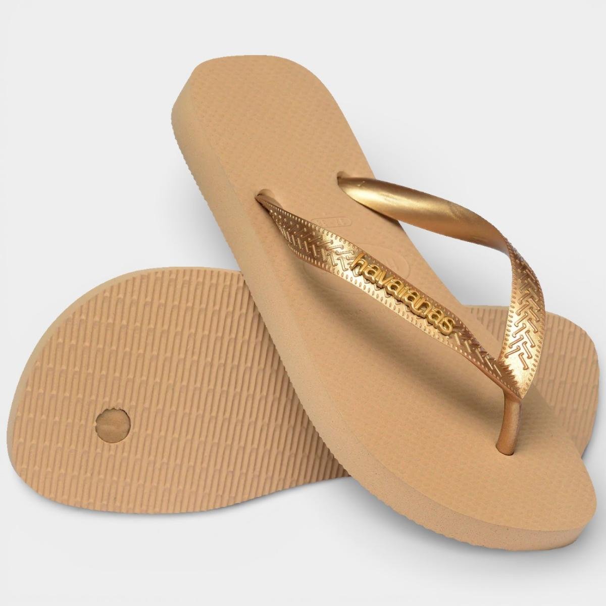 Chinelo Havaianas Top Logo Metallic - Dourado Dourado 4