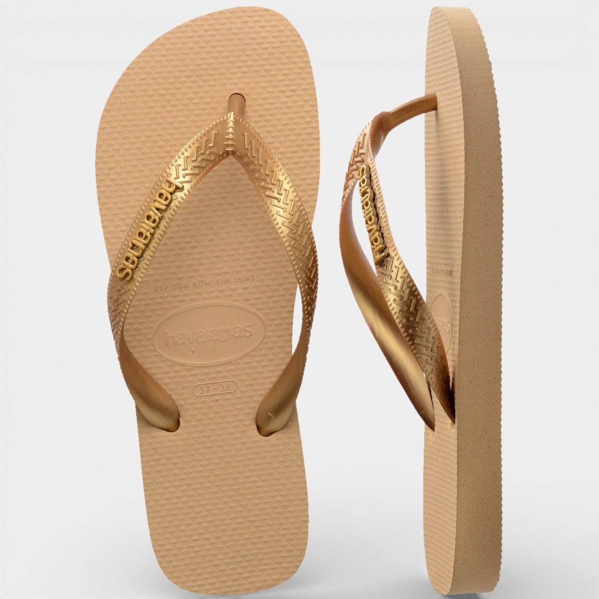 Chinelo Havaianas Top Logo Metallic - Dourado Dourado 5