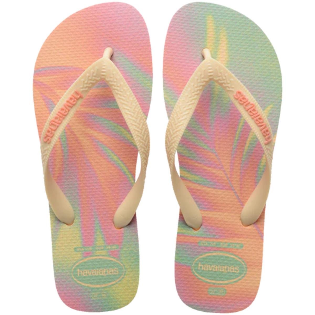Chinelo Havaianas Top Fashion Feminino - Laranja e Rosa Bege/Rosa 3