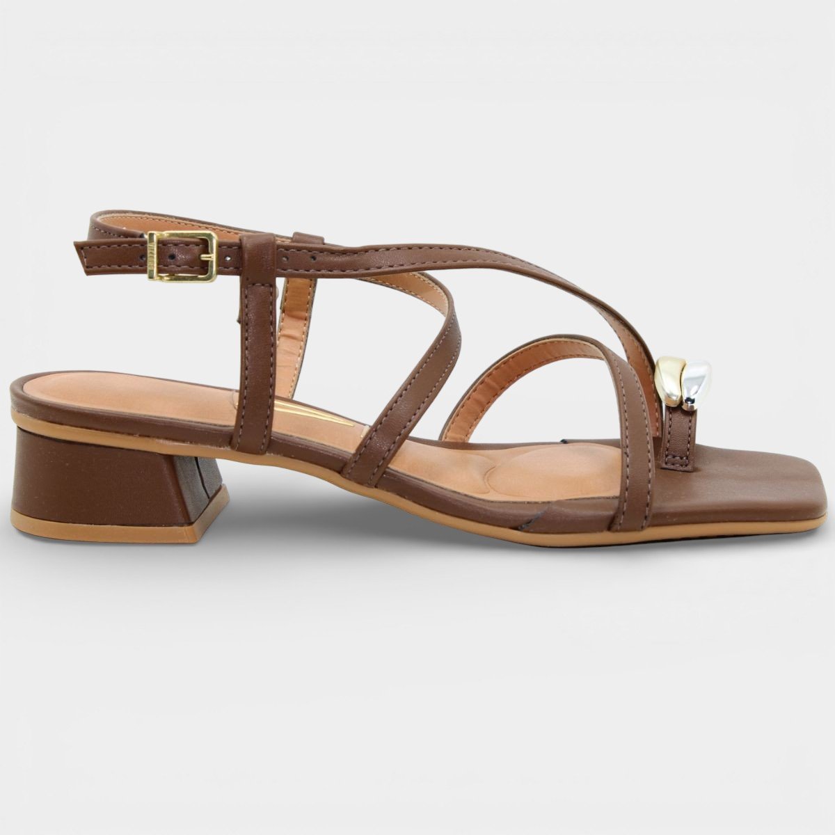Sandália Vizzano Salto Baixo Detalhes Feminino - Marrom Marrom 2