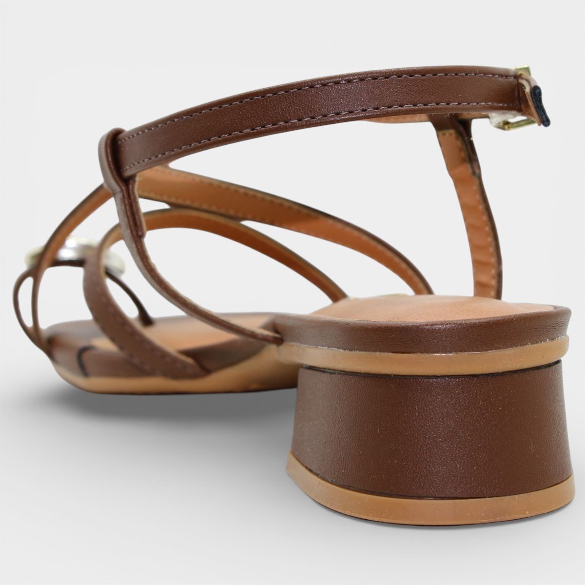 Sandália Vizzano Salto Baixo Detalhes Feminino - Marrom Marrom 4