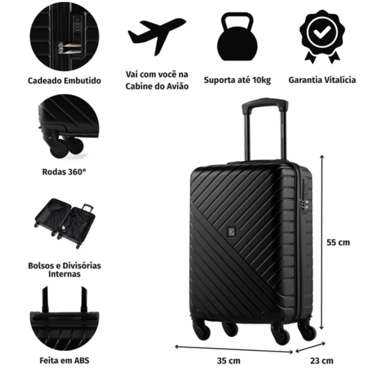 Mala de Viagem Bagaggio Detroit 20 Polegadas - Vermelho Vermelho 7