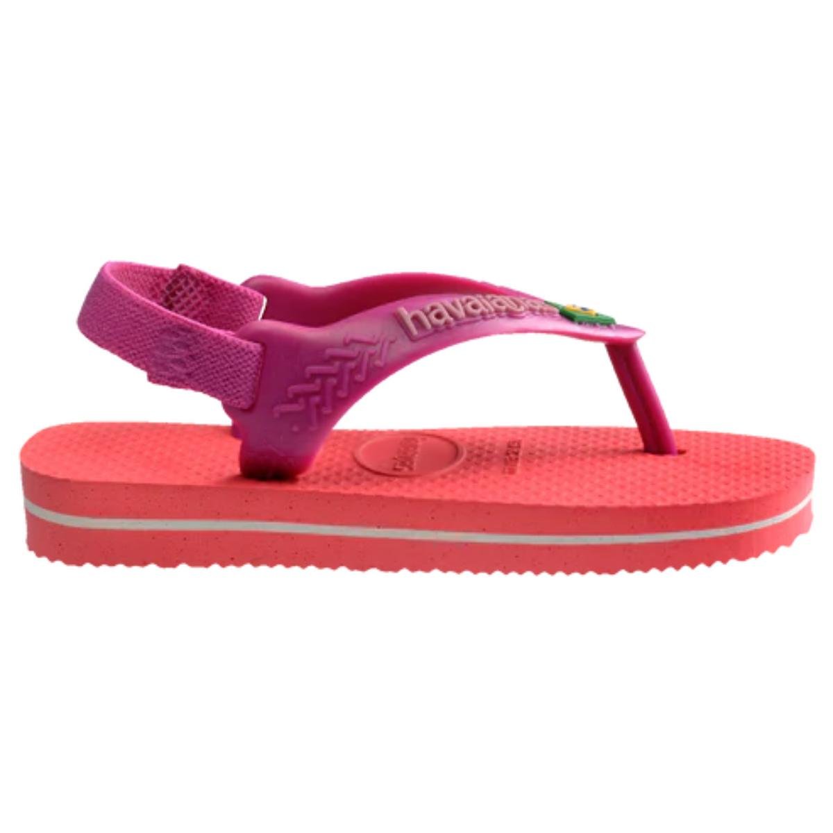 Chinelo Havaianas Baby Brasil Logo Menina - Coral e Roxo Coral 3