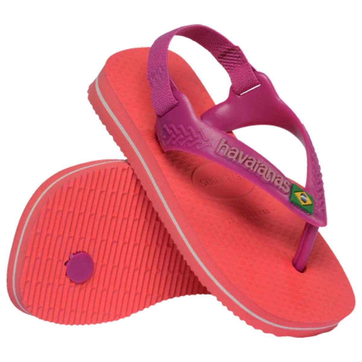Chinelo Havaianas Baby Brasil Logo Menina - Coral e Roxo Coral 4