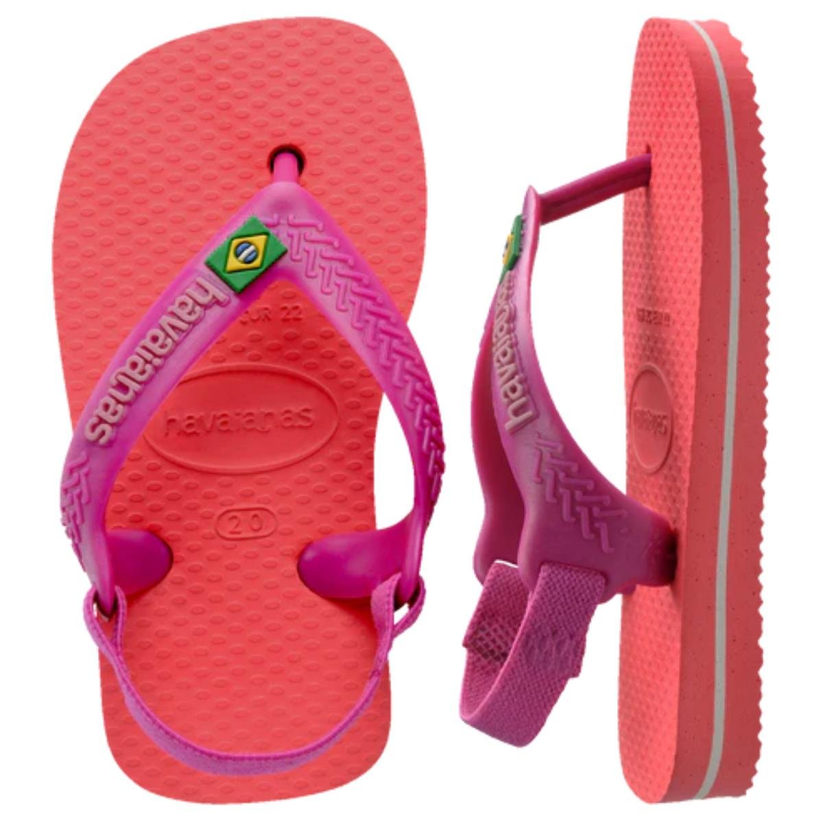 Chinelo Havaianas Baby Brasil Logo Menina - Coral e Roxo Coral 5