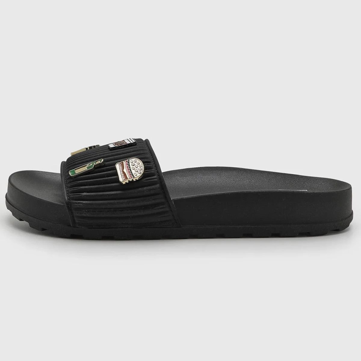 Chinelo Moleca Slide Pins Feminino - Preto Preto 2