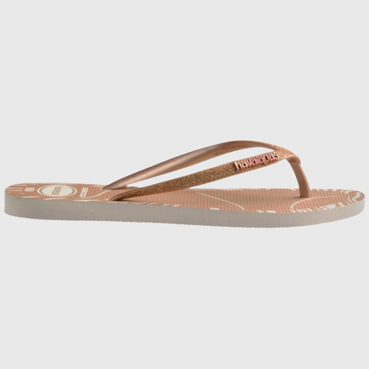 Chinelo Havaianas Slim Glitter Edge Feminino - Bege Bege 3