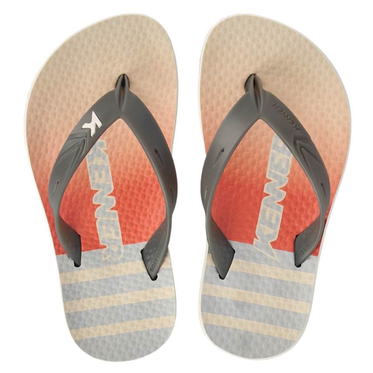 Chinelo Infantil Kenner Summer Listra Kids - Cinza e Laranja Cinza 2