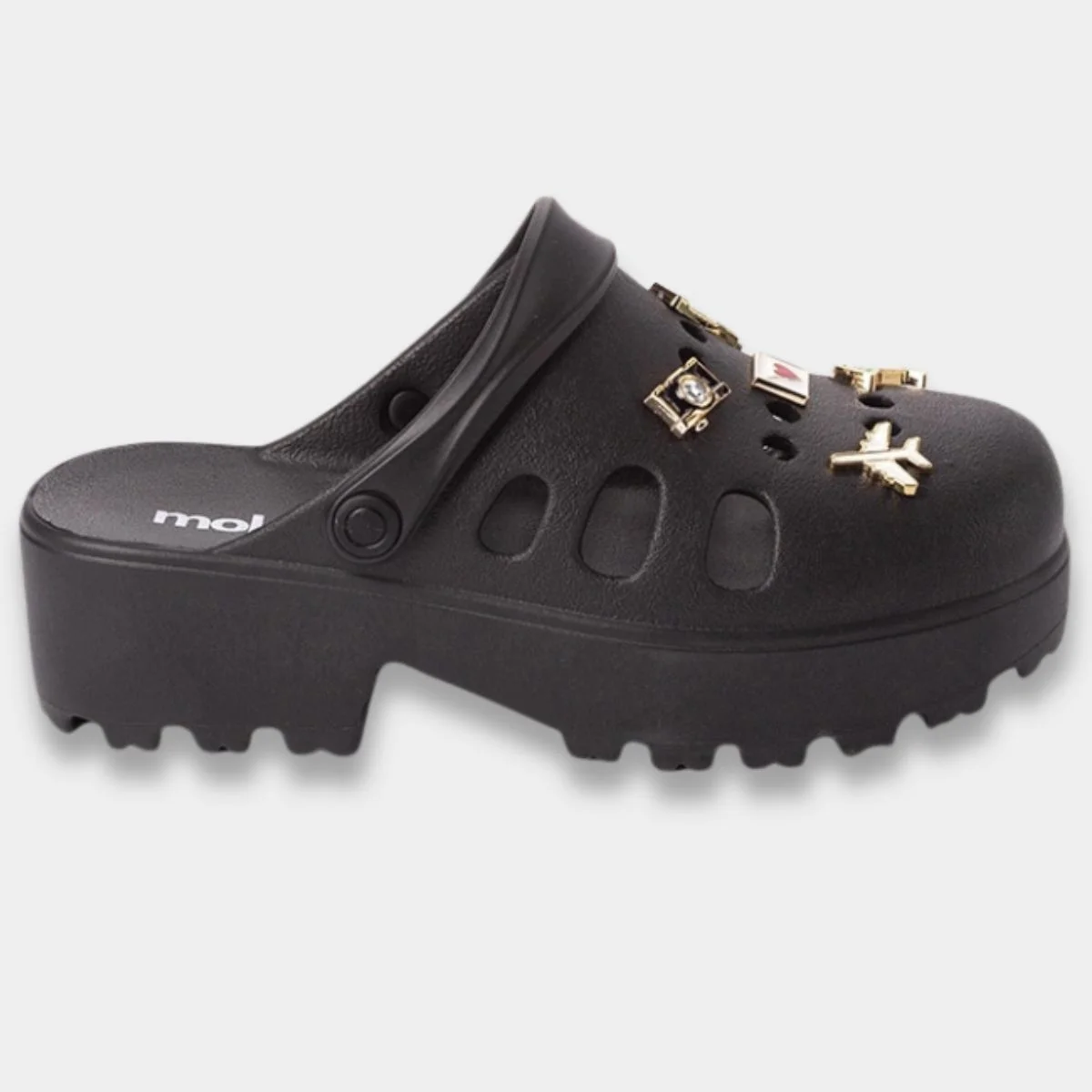 Babuche Moleca Salto Tratorado Pin Feminina - Preto Preto 2