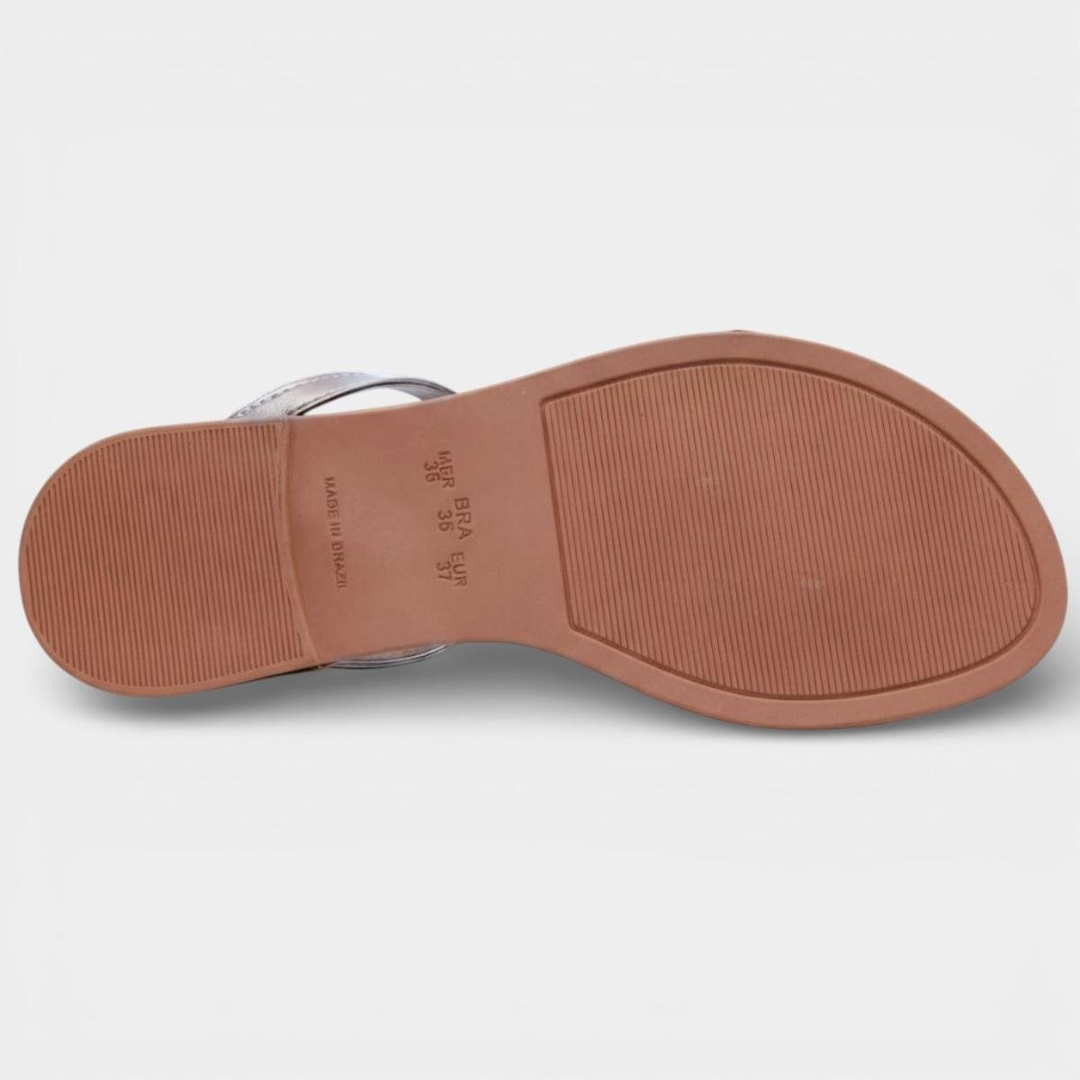 Rasteira Cia do Porto Amarração Detalhes Feminina - Prata Prata 5