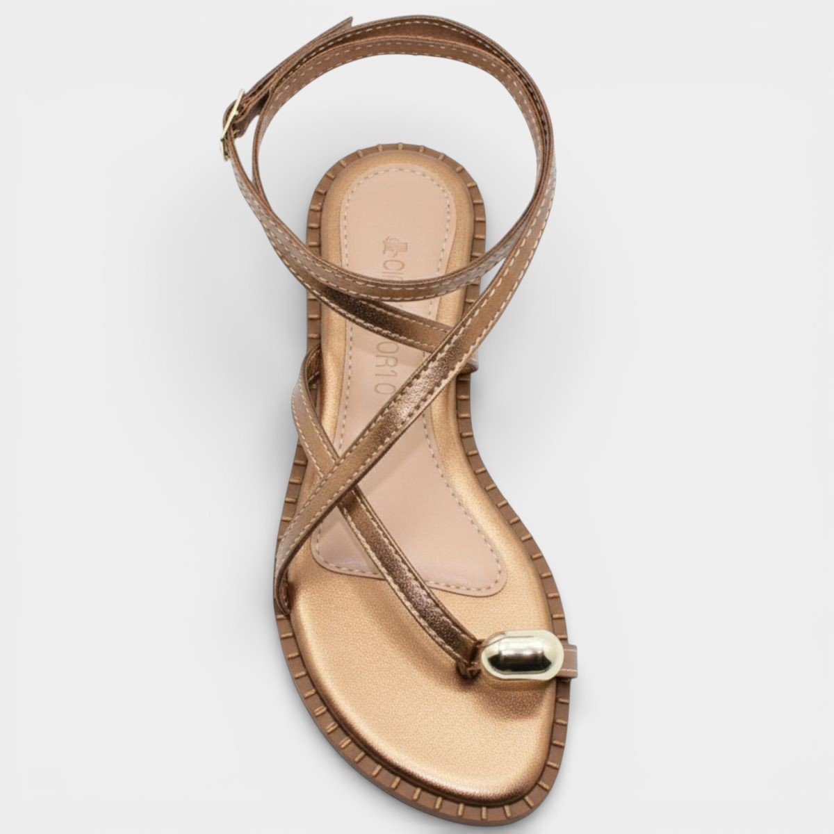 Rasteira Cia do Porto Amarração Detalhes Feminina - Bronze Bronze 3