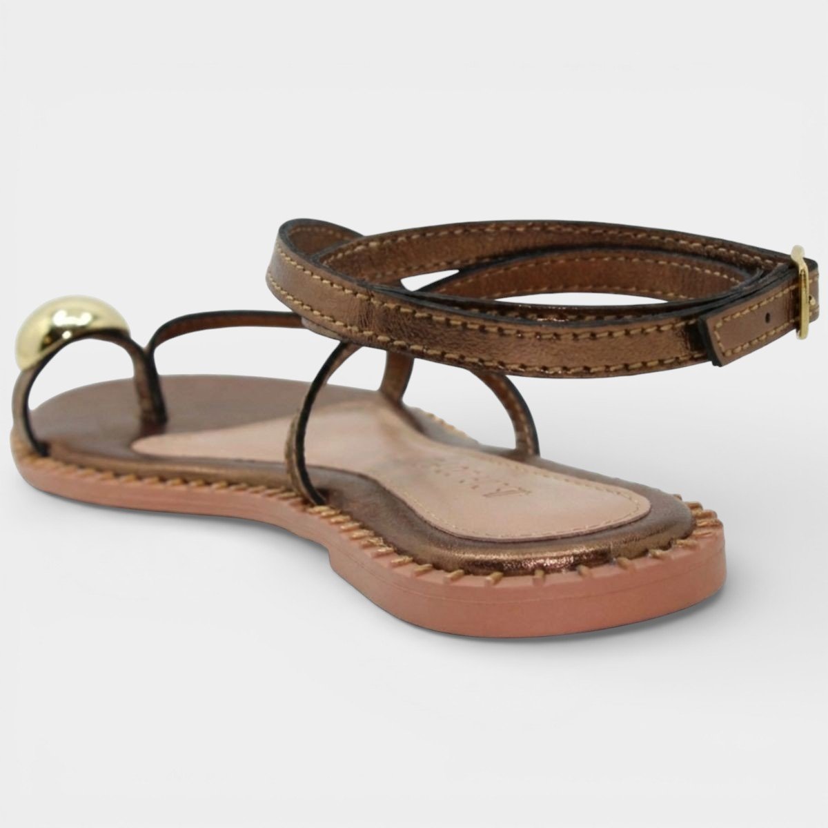 Rasteira Cia do Porto Amarração Detalhes Feminina - Bronze Bronze 4