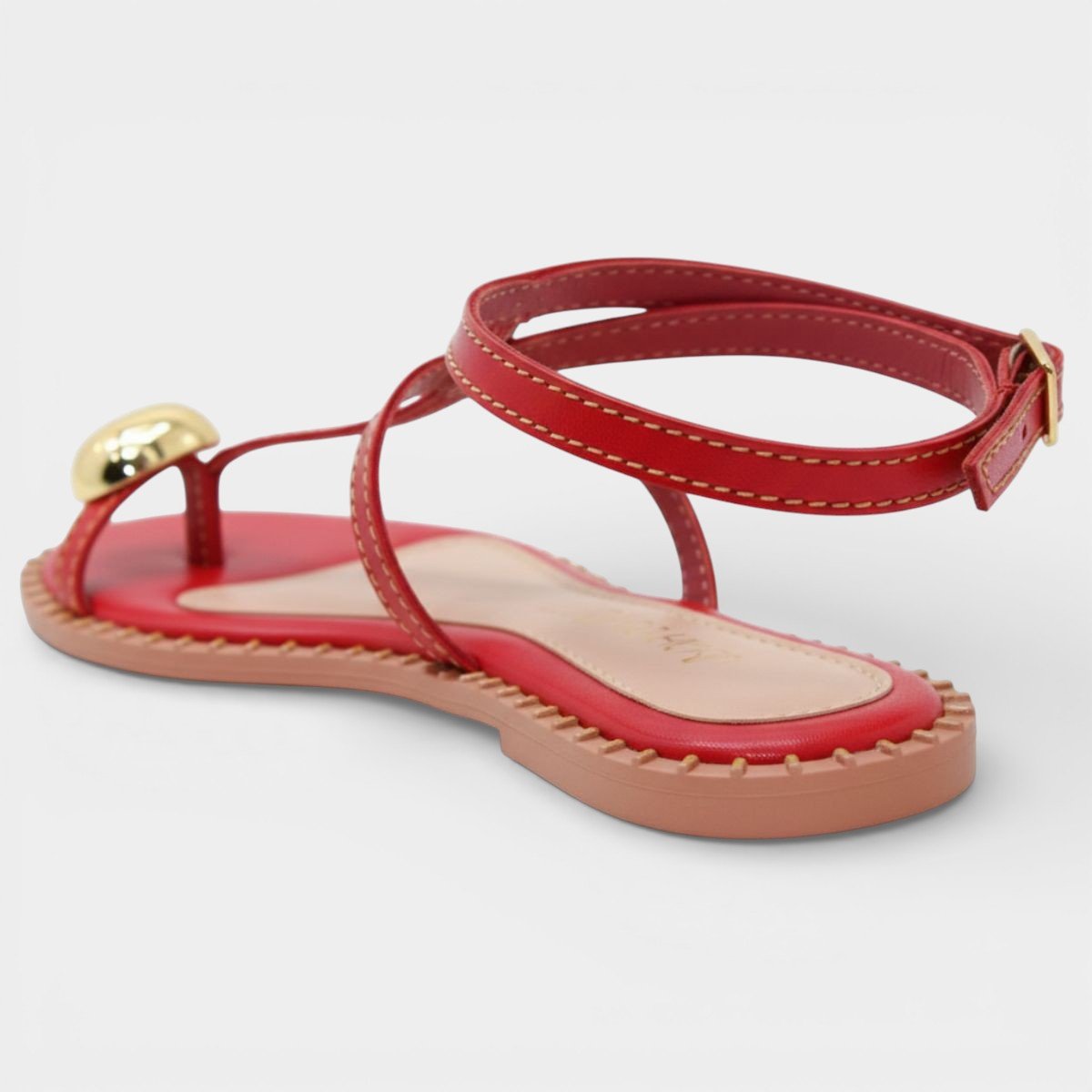 Rasteira Cia do Porto Amarração Detalhes Feminina - Vermelho Vermelho 4