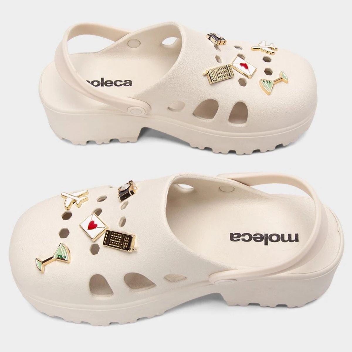 Babuche Moleca Salto Tratorado Pin Feminina - Off White Off White 4
