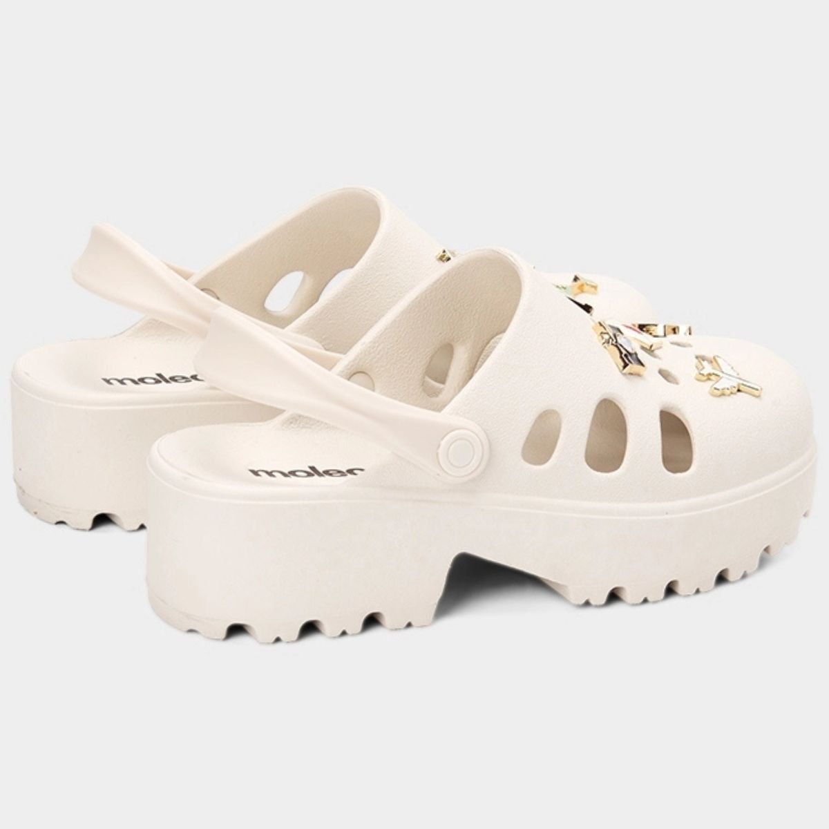 Babuche Moleca Salto Tratorado Pin Feminina - Off White Off White 5