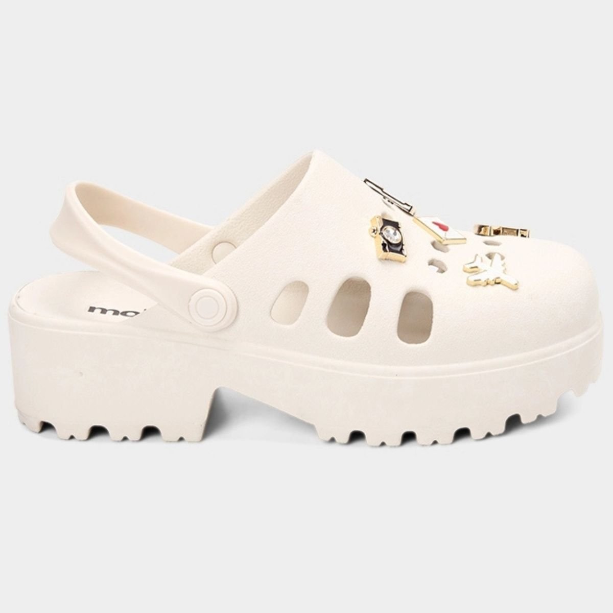Babuche Moleca Salto Tratorado Pin Feminina - Off White Off White 2