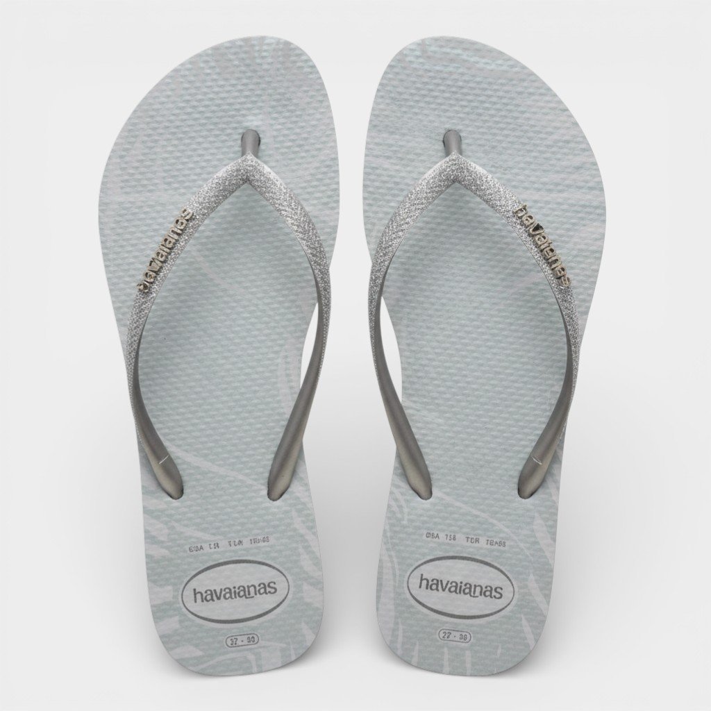 Chinelo Havaianas Slim Glitter Edge Feminino - Prata