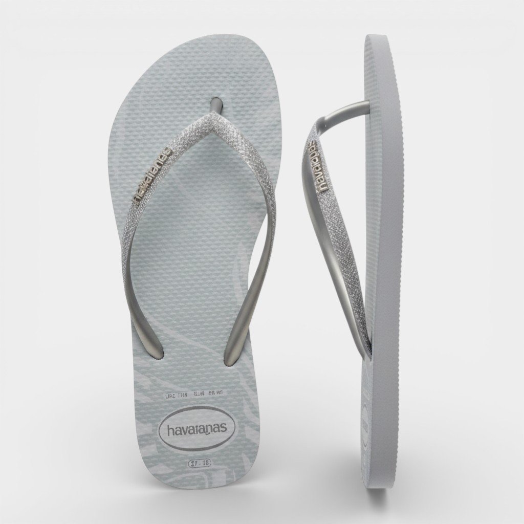 Chinelo Havaianas Slim Glitter Edge Feminino - Prata Prata 5