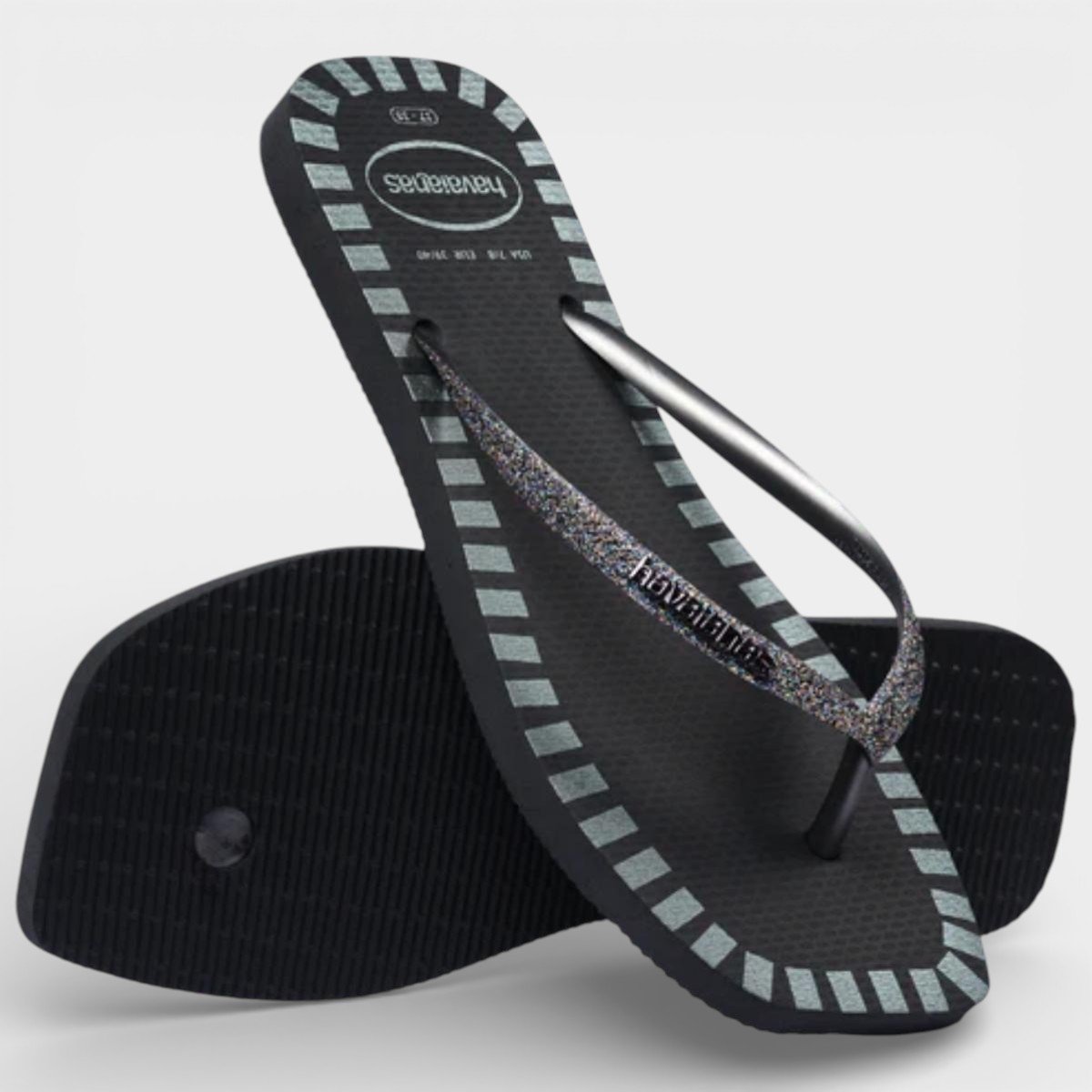 Chinelo Havaianas Slim Glitter Contour Feminino - Preto Preto 4