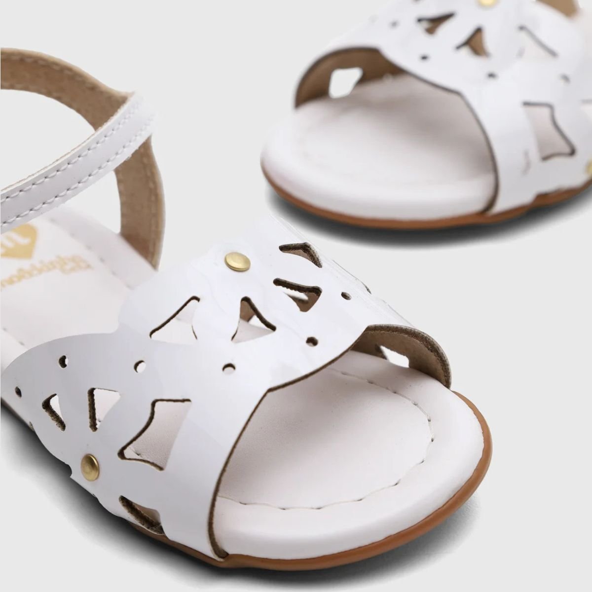 Sandália Molekinha Tira Vazada Apliques Verniz - Branco Branco 3