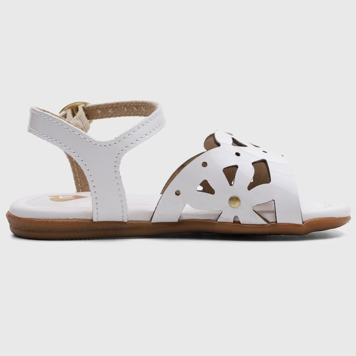 Sandália Molekinha Tira Vazada Apliques Verniz - Branco Branco 4