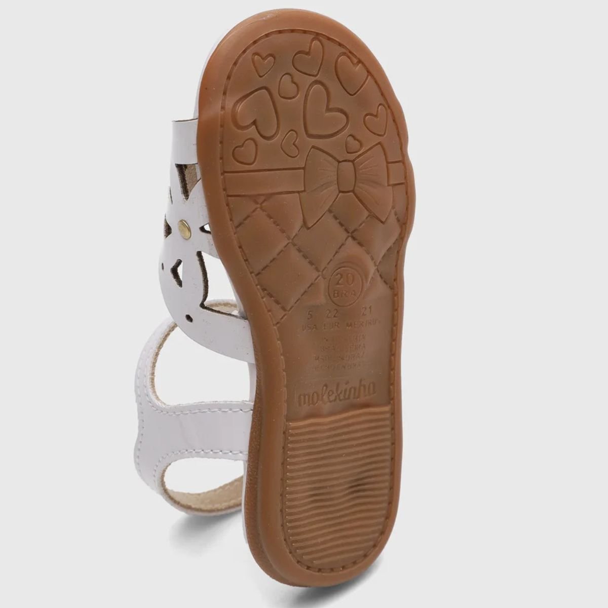 Sandália Molekinha Tira Vazada Apliques Verniz - Branco Branco 5