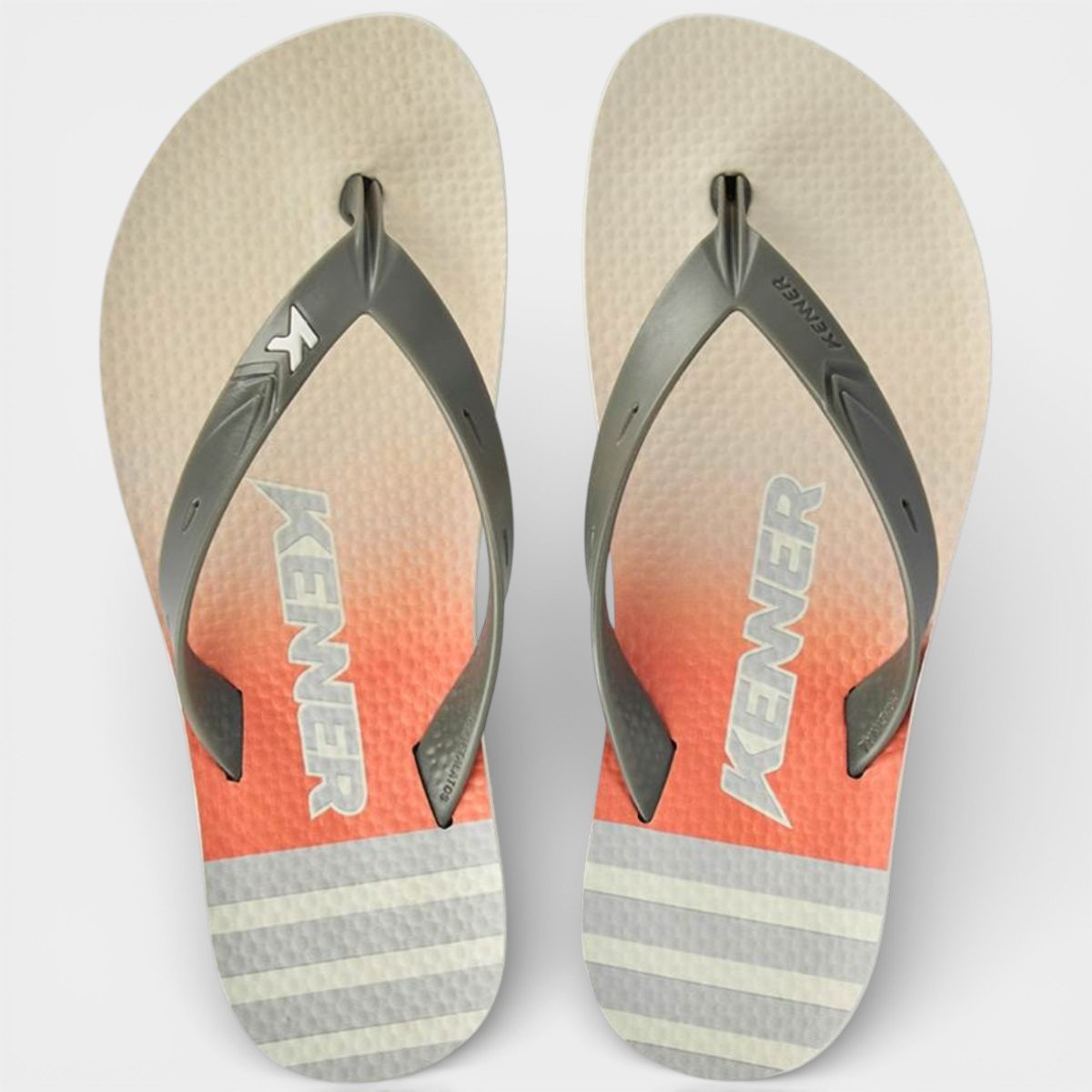Chinelo Kenner Summer Listras Masculino - Laranja e Cinza Cinza 2