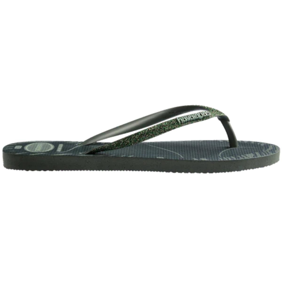 Chinelo Havaianas Slim Glitter Edge Feminino - Verde Oliva Verde 3